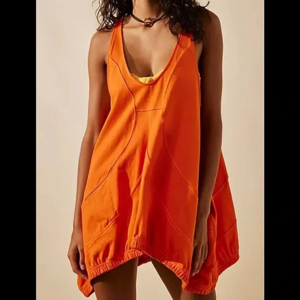 Free People large Beach Cory orange tunic top - Picture 1 of 13